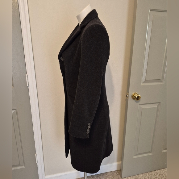 J.Crew Top Coat Wool/Cashmere Button Down Fully Lined Charcoal Peacoat(2)Petite - Picture 6 of 11